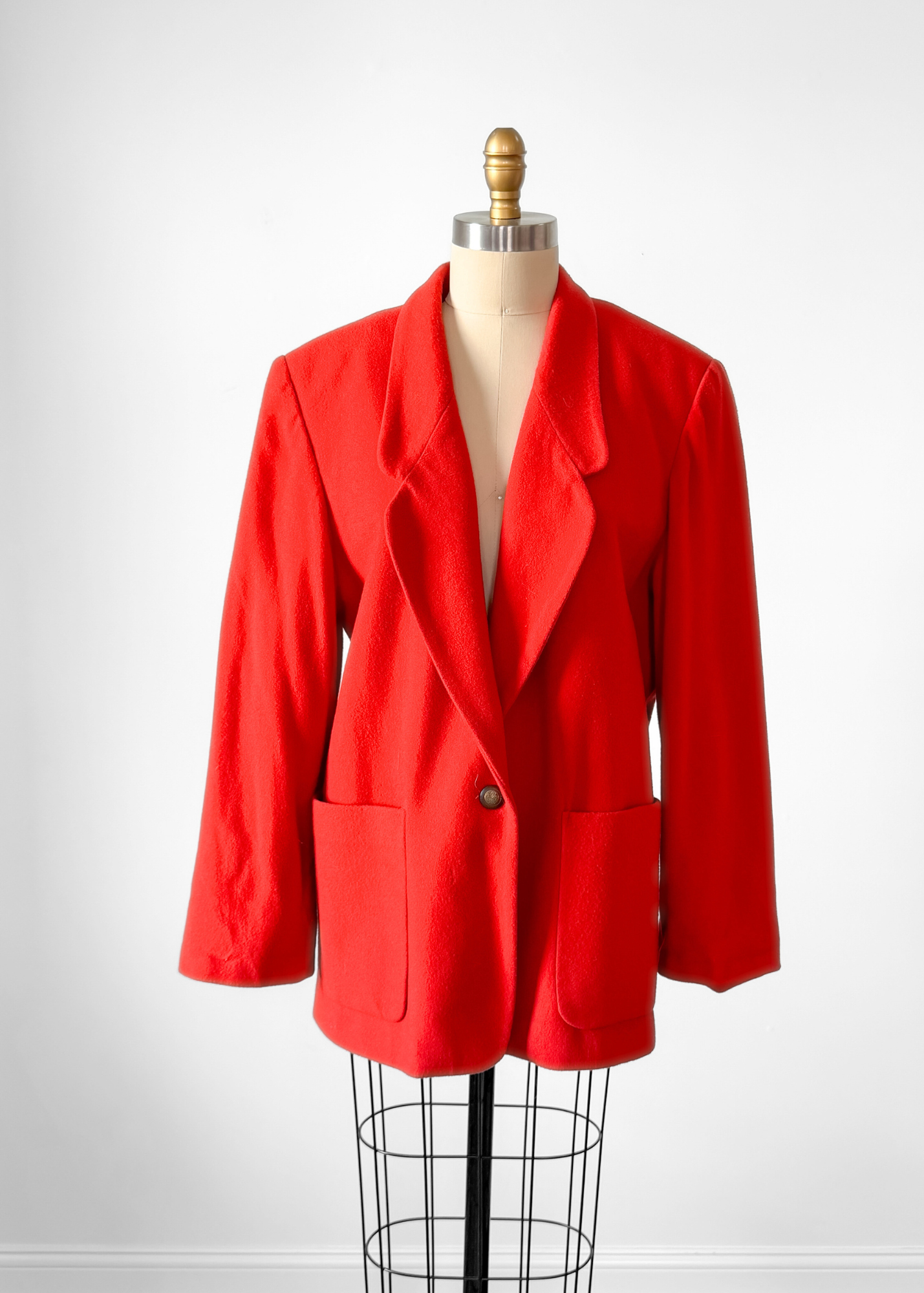 Vintage 90s American Eagle Wool Cashmere Blend Tomato Red Blazer Jacket (L)