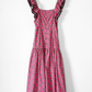 Rhode Pink Geometric Floral Wedding Guest Cotton Summer Maxi Dress