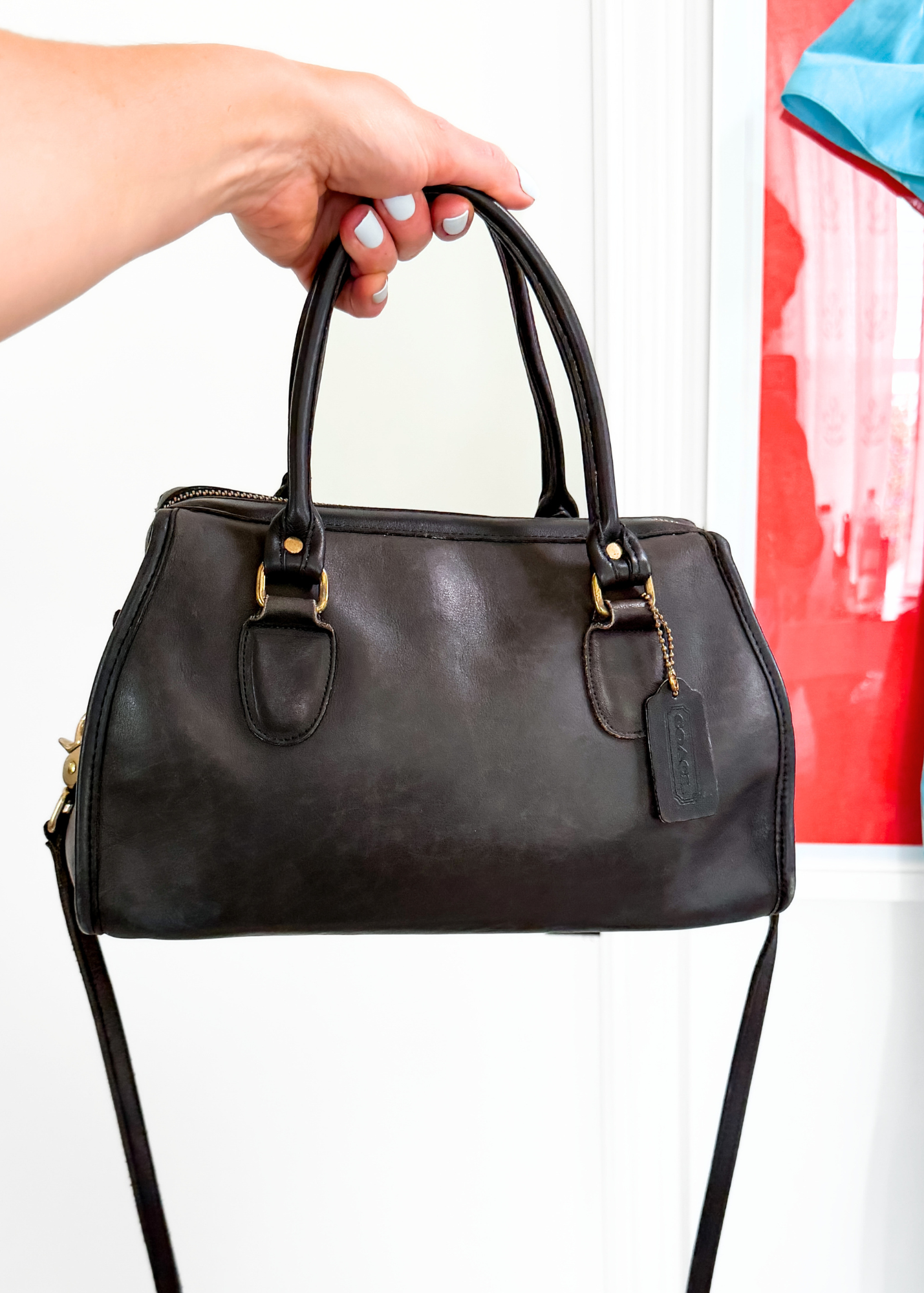 Vintage 1980s Coach Broadway Satchel Black Leather Doctor Bag | USA Made Crossbody Purse