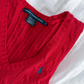 Vintage 00s Ralph Lauren Sport Red Cotton Cable Knit V-Neck Sweater (M)