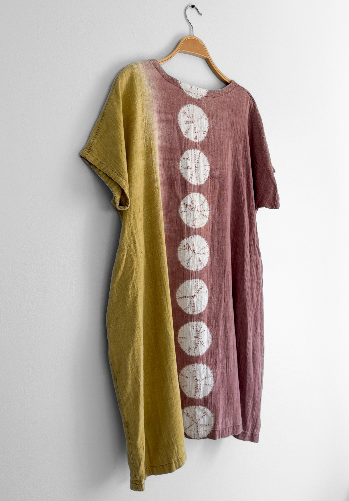 Moyuru Linen Blend Japanese Designer  Shibori Pocket Tunic Dress (M)