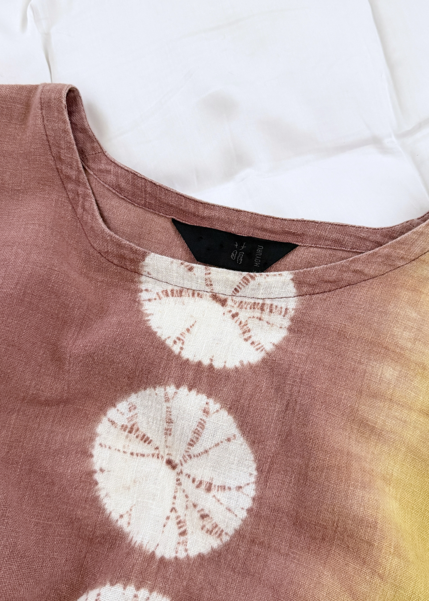 Moyuru Linen Blend Japanese Designer  Shibori Pocket Tunic Dress (M)
