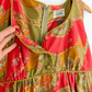 Vintage 60s 70s Malihini Designer Collection Hawaiian  Red Avocado Green Hostess Maxi Dress (M)