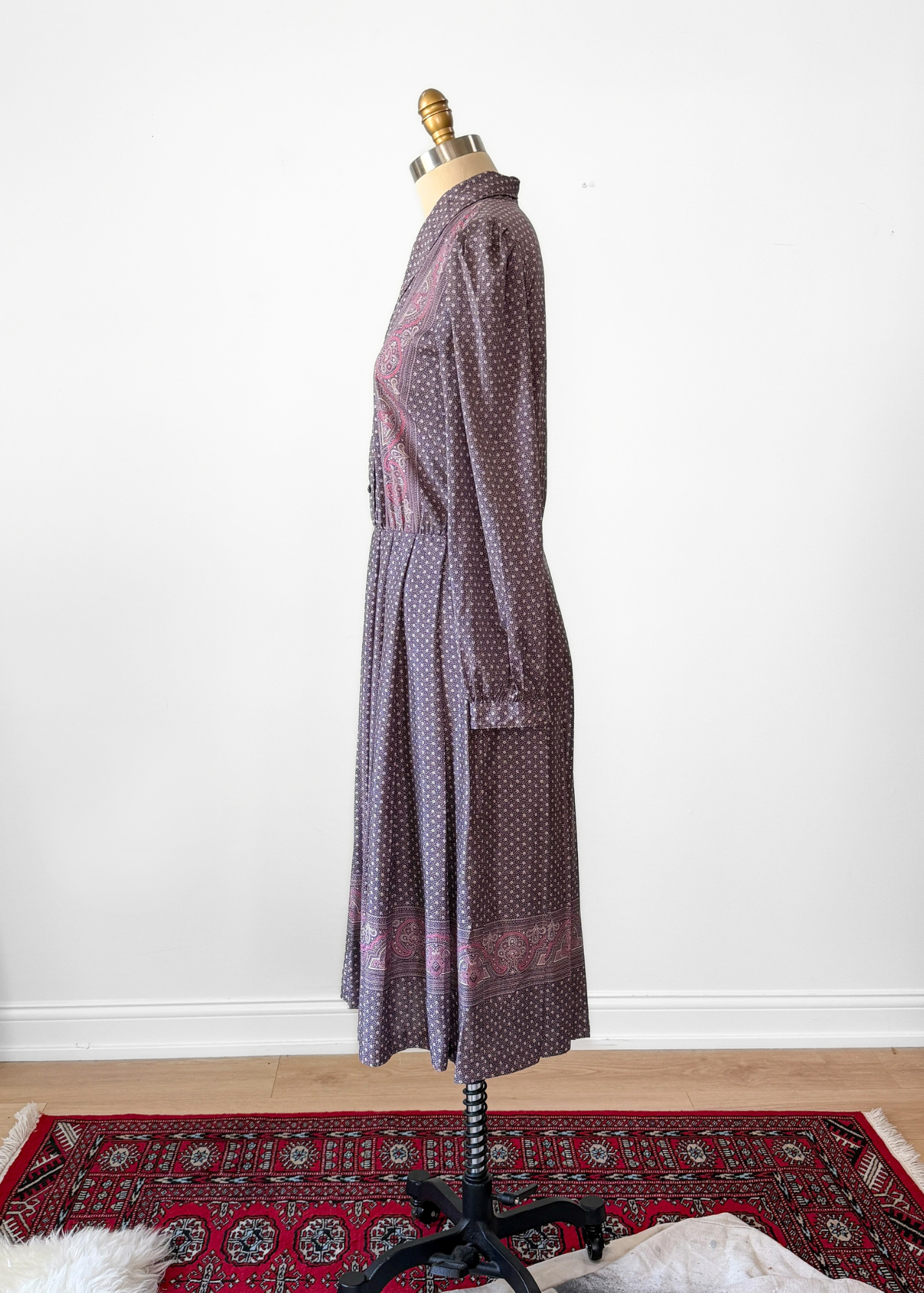 Vintage 80s Purple Print One of a Kind Dress (6/8)