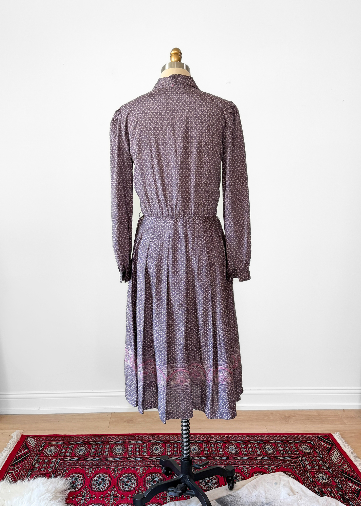 Vintage 80s Purple Print One of a Kind Dress (6/8)