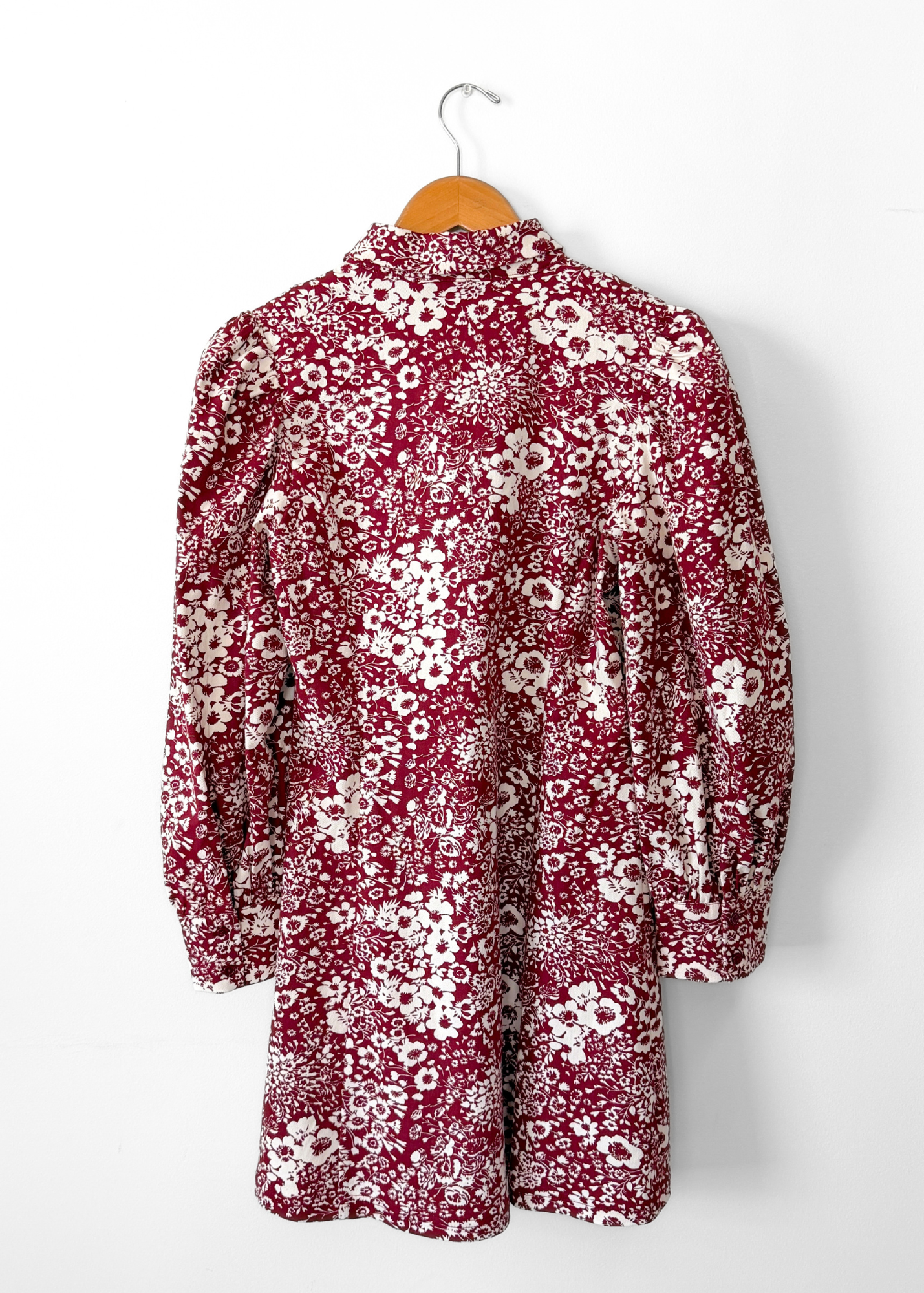 Hyacinth House Begonia Maroon Floral Zip Front Mini Dress (S)