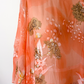 Vintage Hand Made Peach Coral Silk Kaftan Maxi Ethereal Boho Dress