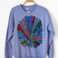 Vintage One-of-a-Kind Peacock Bead Embroidered Hanes Pullover Fleece Sweatshirt (L)