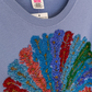Vintage One-of-a-Kind Peacock Bead Embroidered Hanes Pullover Fleece Sweatshirt (L)