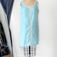Vintage 60s Sears Light Blue Lace Trim Slip Nighty Dress (M)