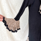 Vintage Lacy After Noon Black Tan Crochet Ruffle Duster Cardigan