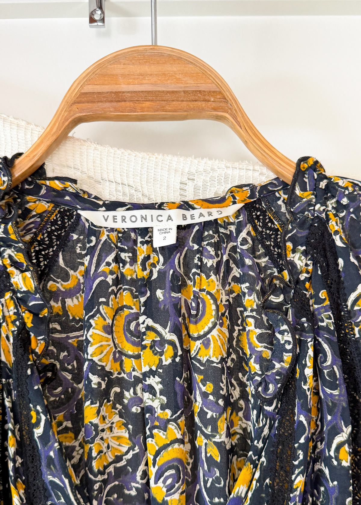 Veronica Beard Ida Floral Silk Yellow Blue Black Mini Dress
