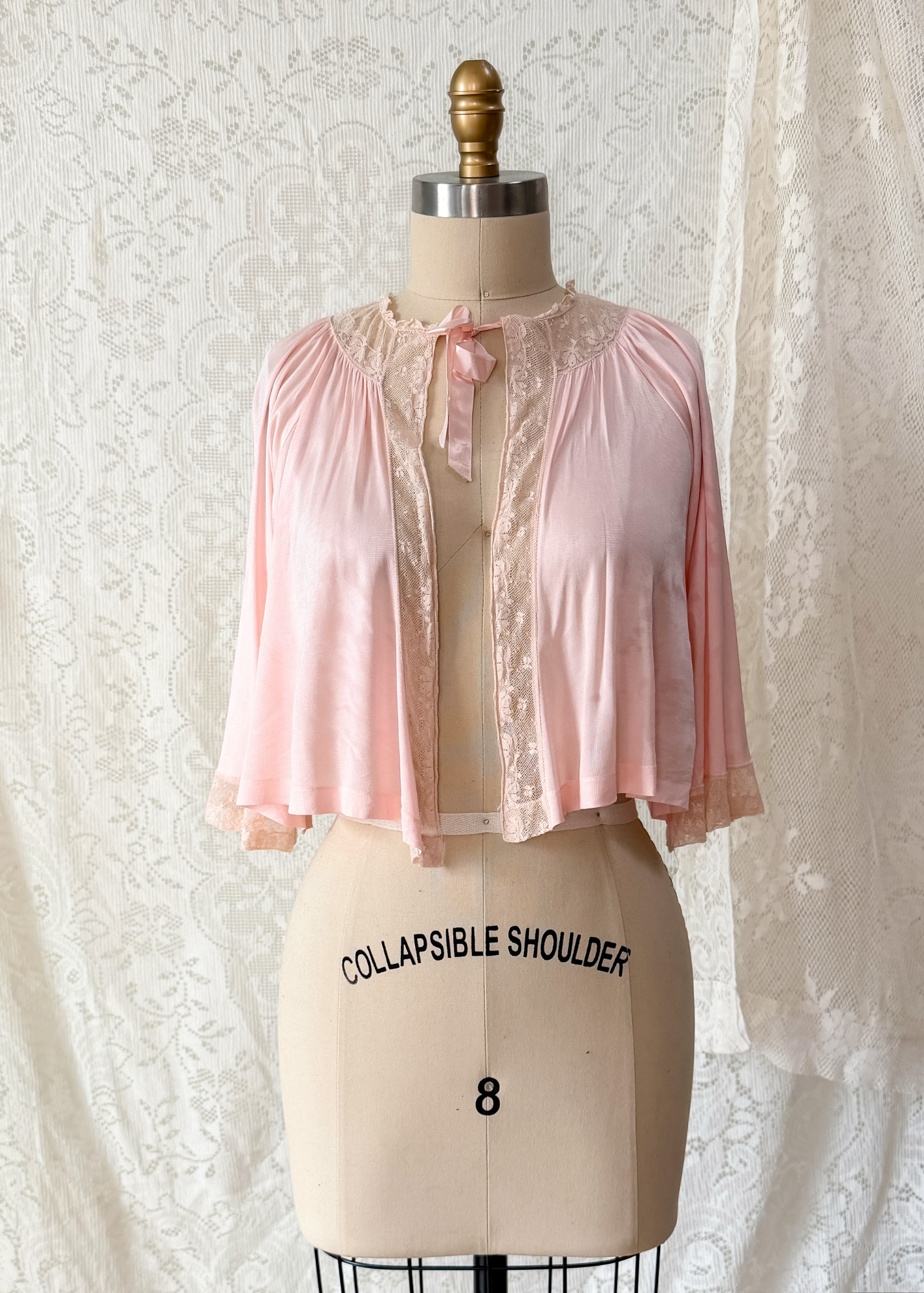 Vintage 1950s Munsing Intimates Light Pink Bed Jacket (S)