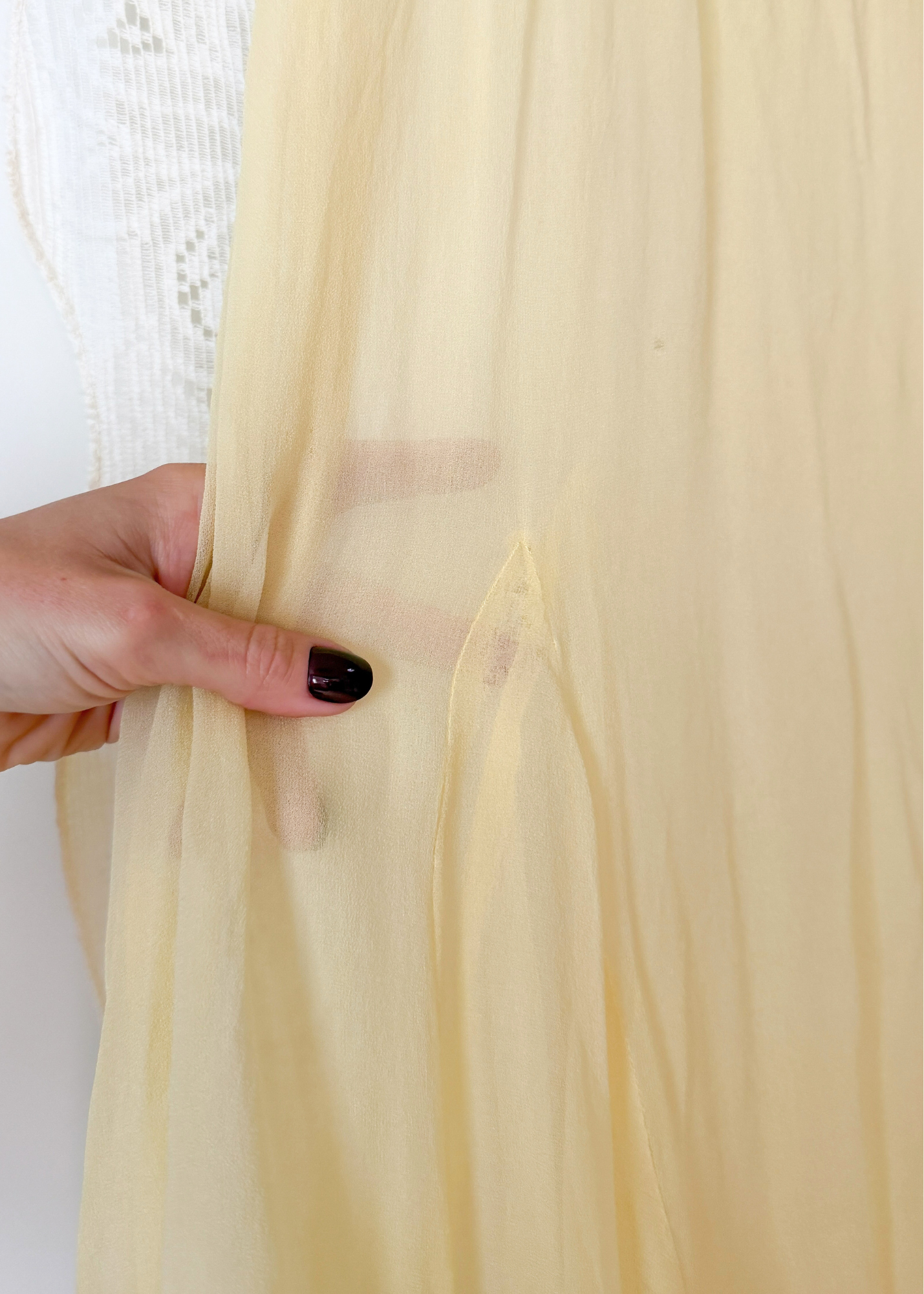 1930s Butter Yellow Silk Chiffon Bias Cut Dress