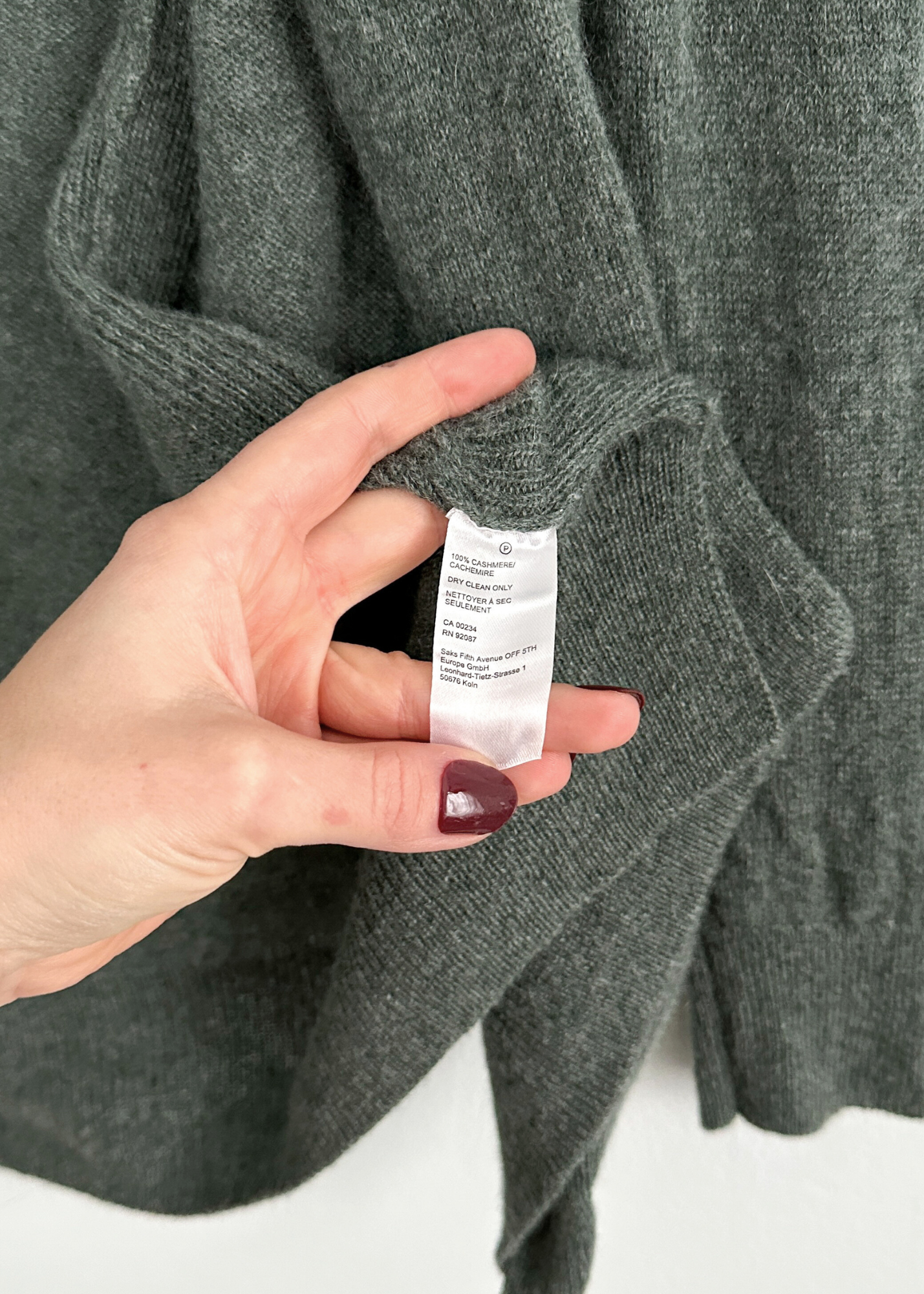 Saks Fifth Ave. Green Gray Cashmere Open Cardigan (XL)