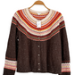 NEW J.Jill Fair Isle Brown Orange Button Front Cardigan Sweater (M)