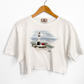 Vintage 90s Top Stitch Light House Embroidered Hand Cropped Tee (L/XL)