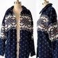 Vintage 90s Cena Navy Nordic Fuzzy Fleece Gold Button Cardigan Sweater (L)