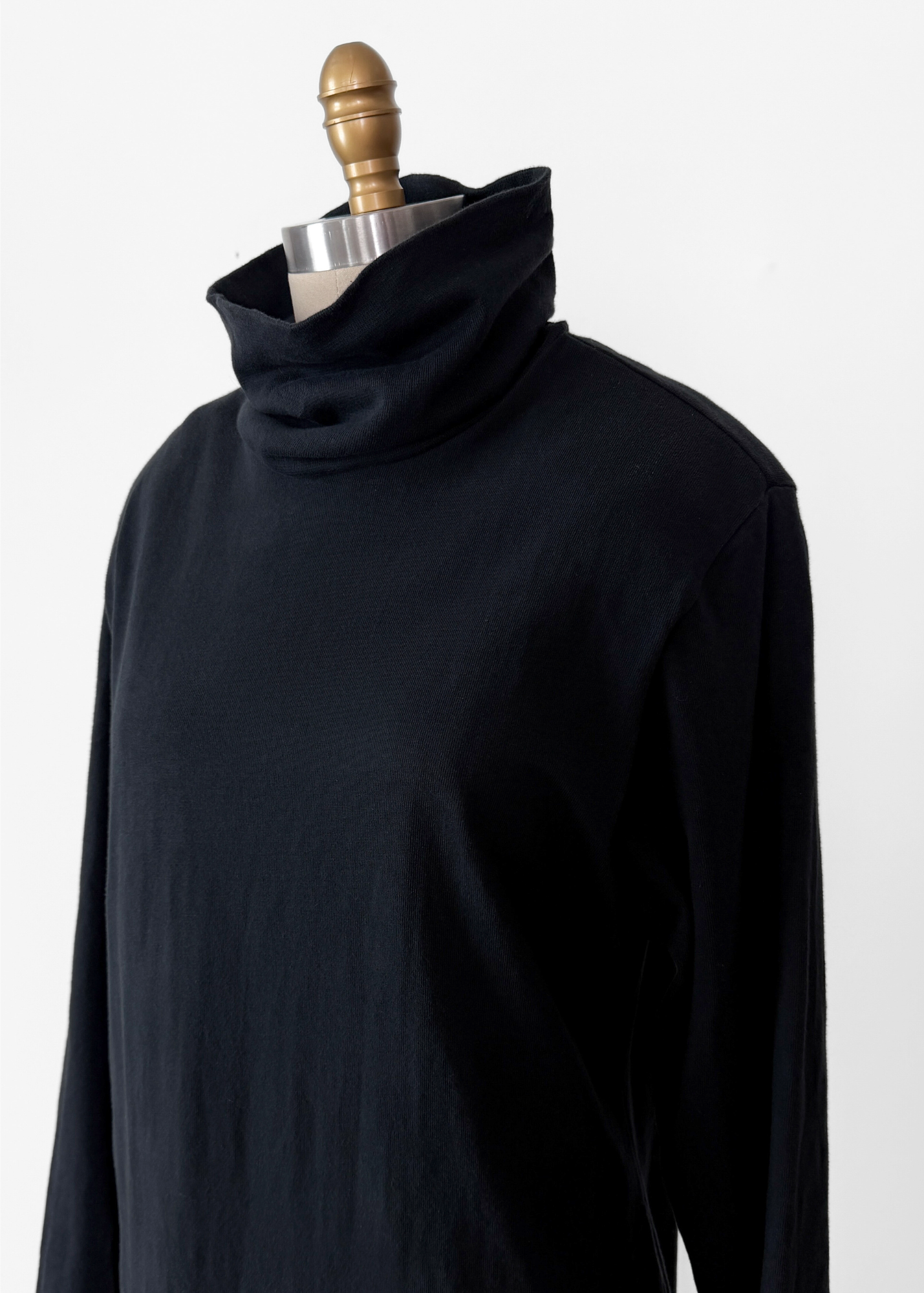 Vintage 80s Banana Republic 100% Cotton Knit Black Structured Shoulder Dress (L)