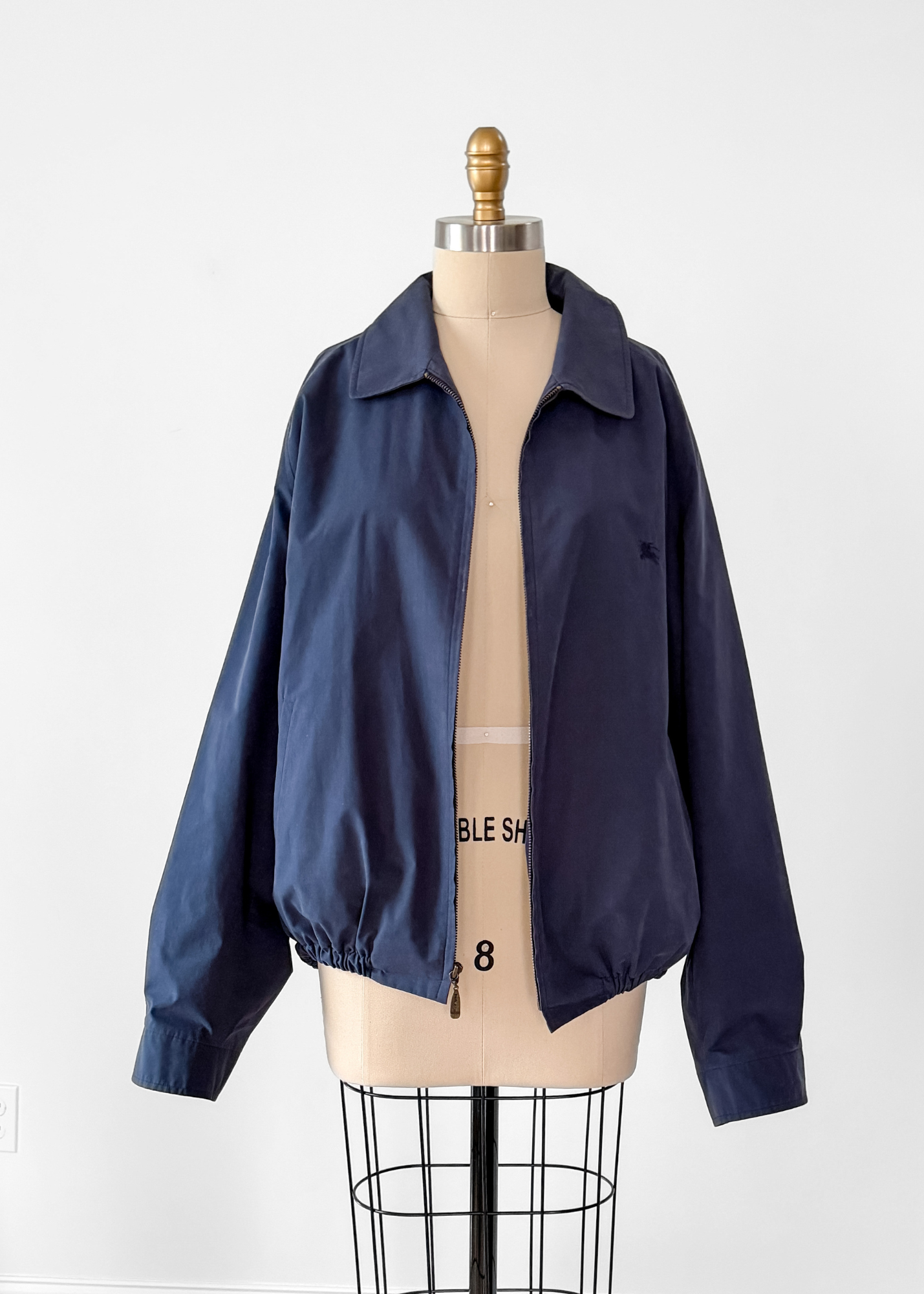 Vintage 90s Burberry Harrington Navy Cotton Windbreaker Spring Men's Jacket (XL)