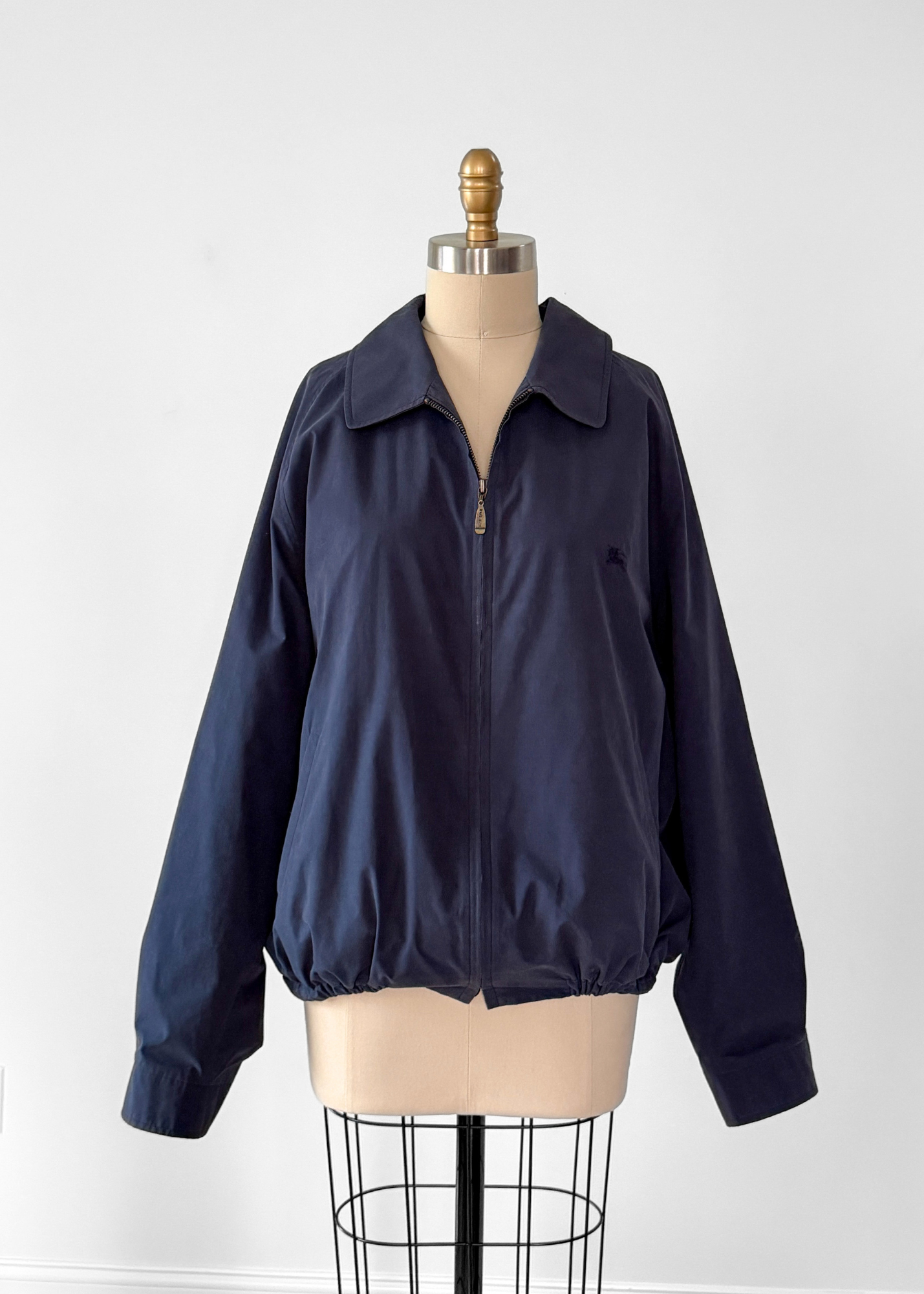 Vintage 90s Burberry Harrington Navy Cotton Windbreaker Spring Men's Jacket (XL)