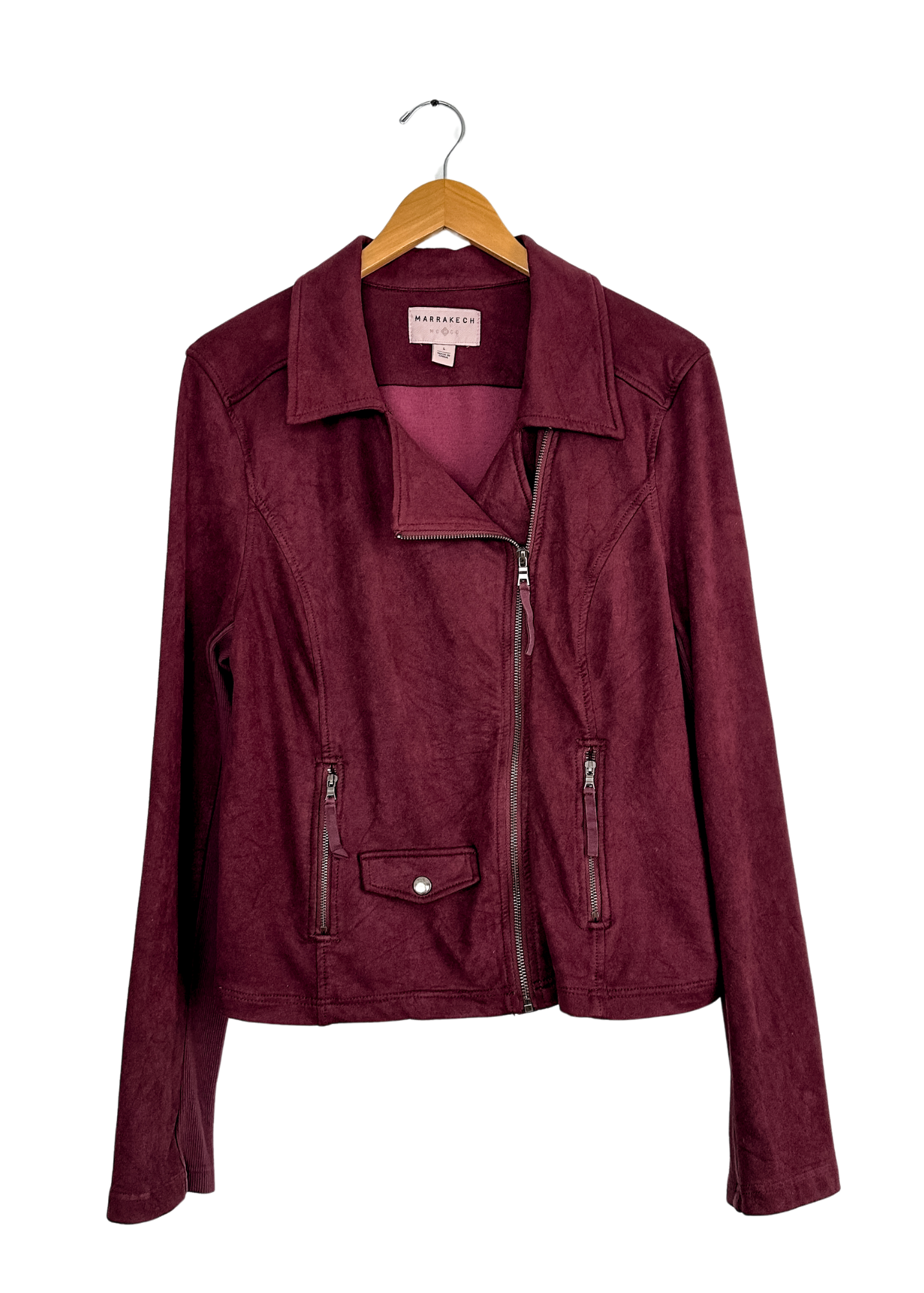 Anthropologie Marrakech Maroon "Suede" Moto Jacket (L)