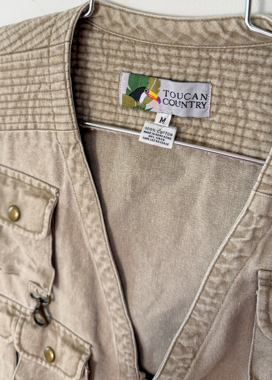 Vintage Toucan Country Khaki Safari Fishing Vest (men's M)