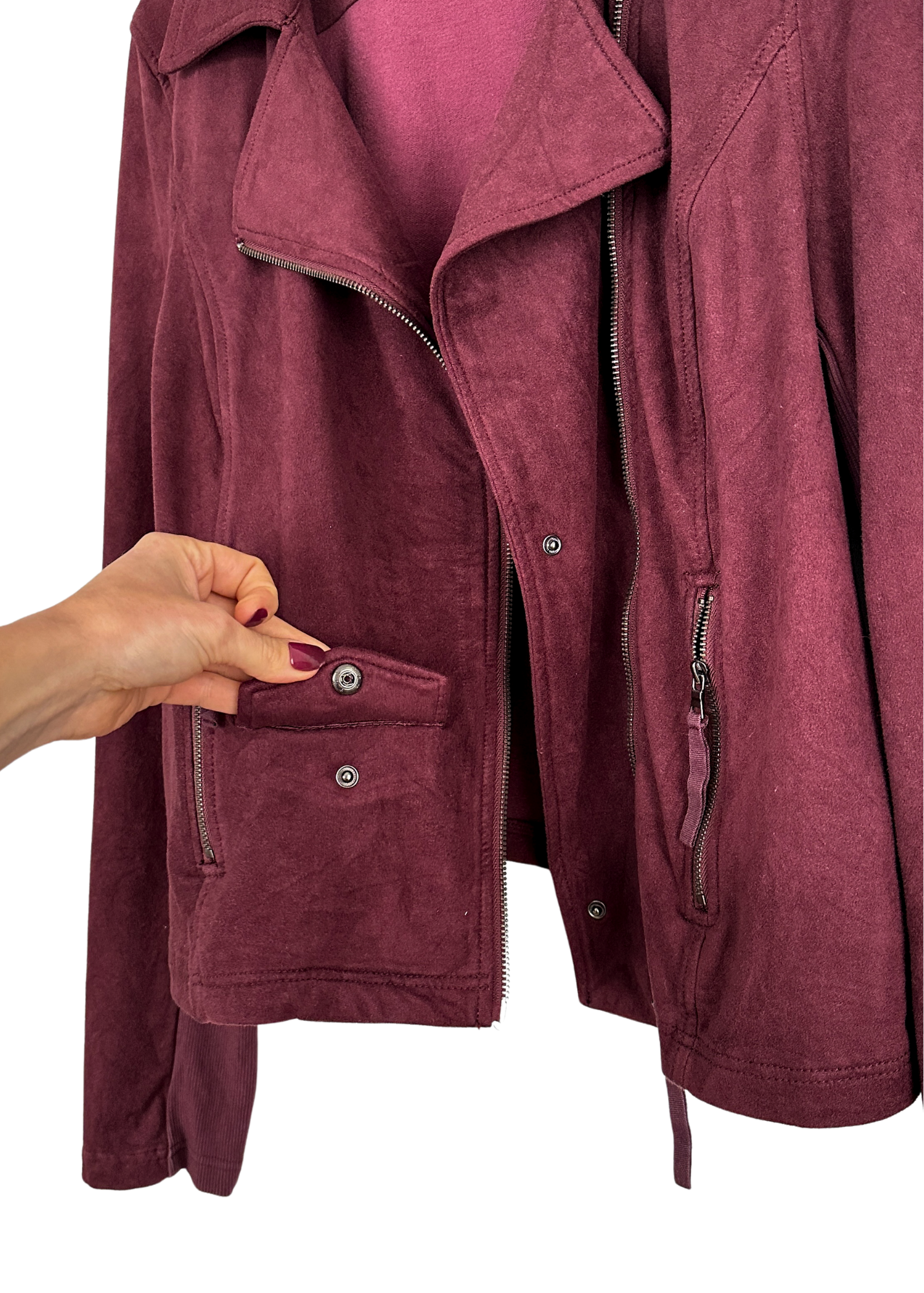 Anthropologie Marrakech Maroon "Suede" Moto Jacket (L)