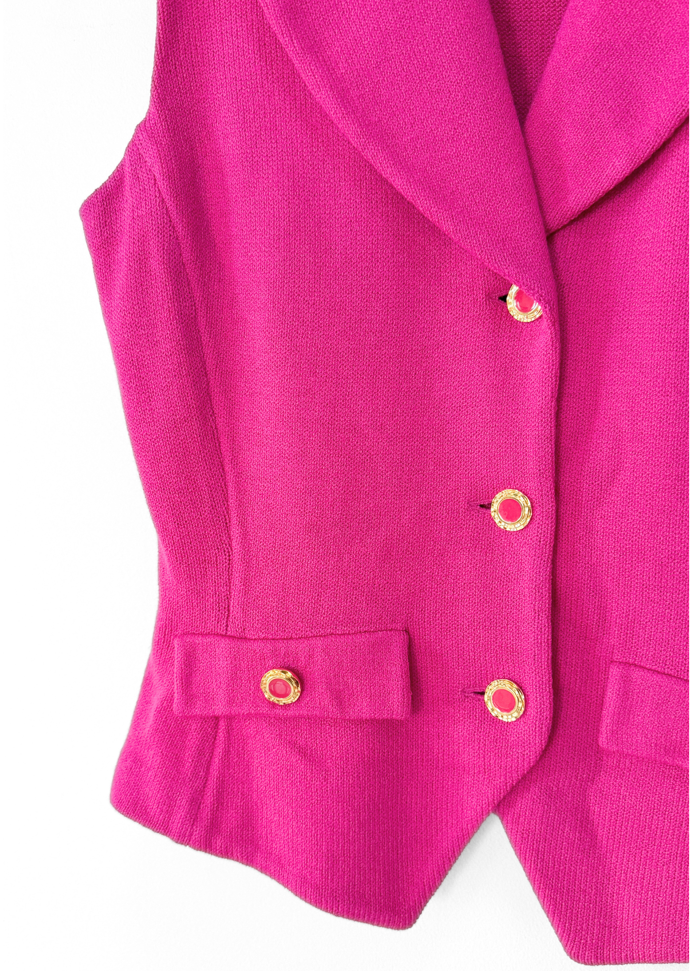 Vintage 90s St. John Pink Gold Button  Knit Vest Top (L)