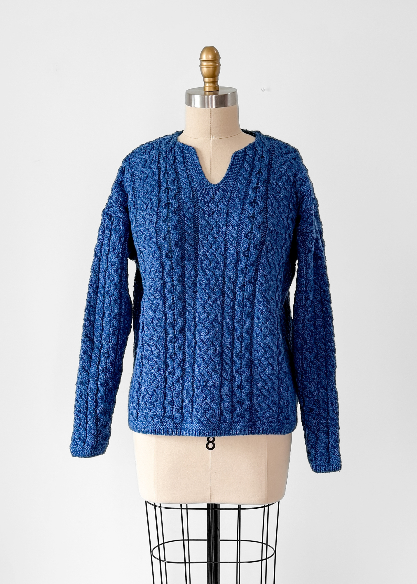 Vintage Cladyknit Women's Fishermen Blue Irish Merino Wool Sweater