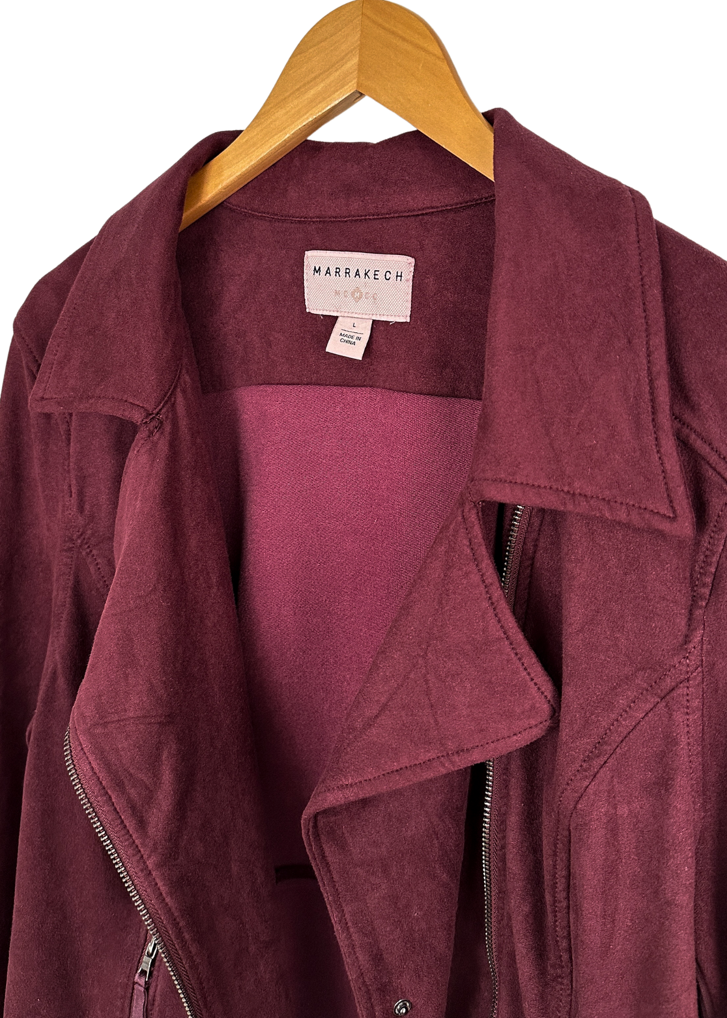 Anthropologie Marrakech Maroon "Suede" Moto Jacket (L)