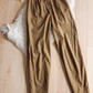 Vintage 90s Liz Claiborne Khaki Brown Buckle Waist Tapered Snap Ankle Cotton Pants