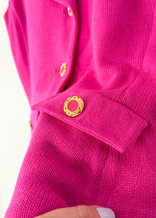 Vintage 90s St. John Pink Gold Button  Knit Vest Top (L)