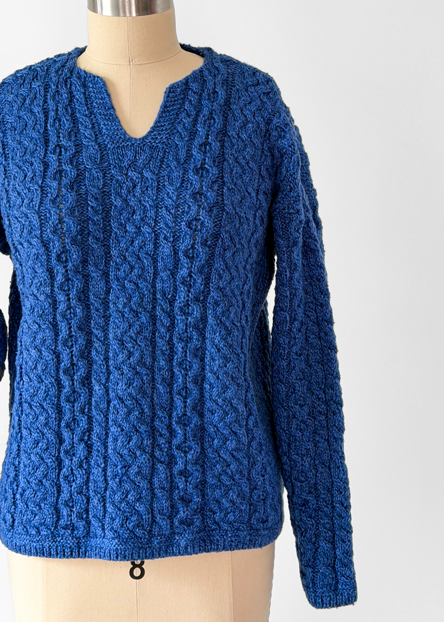 Vintage Cladyknit Women's Fishermen Blue Irish Merino Wool Sweater