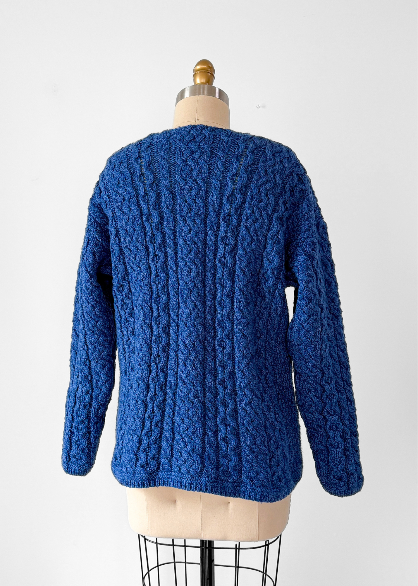 Vintage Cladyknit Women's Fishermen Blue Irish Merino Wool Sweater