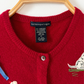 Rare Vintage 2000 Anthropologie Dark Red Lambswool Cashmere Dog Show Cardigan