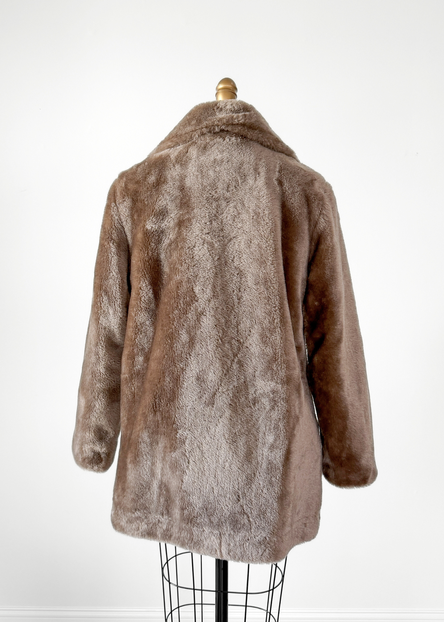 Vintage 80s White Stag Taupe Brown Faux Fur Coat (M)