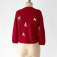 Rare Vintage 2000 Anthropologie Dark Red Lambswool Cashmere Dog Show Cardigan
