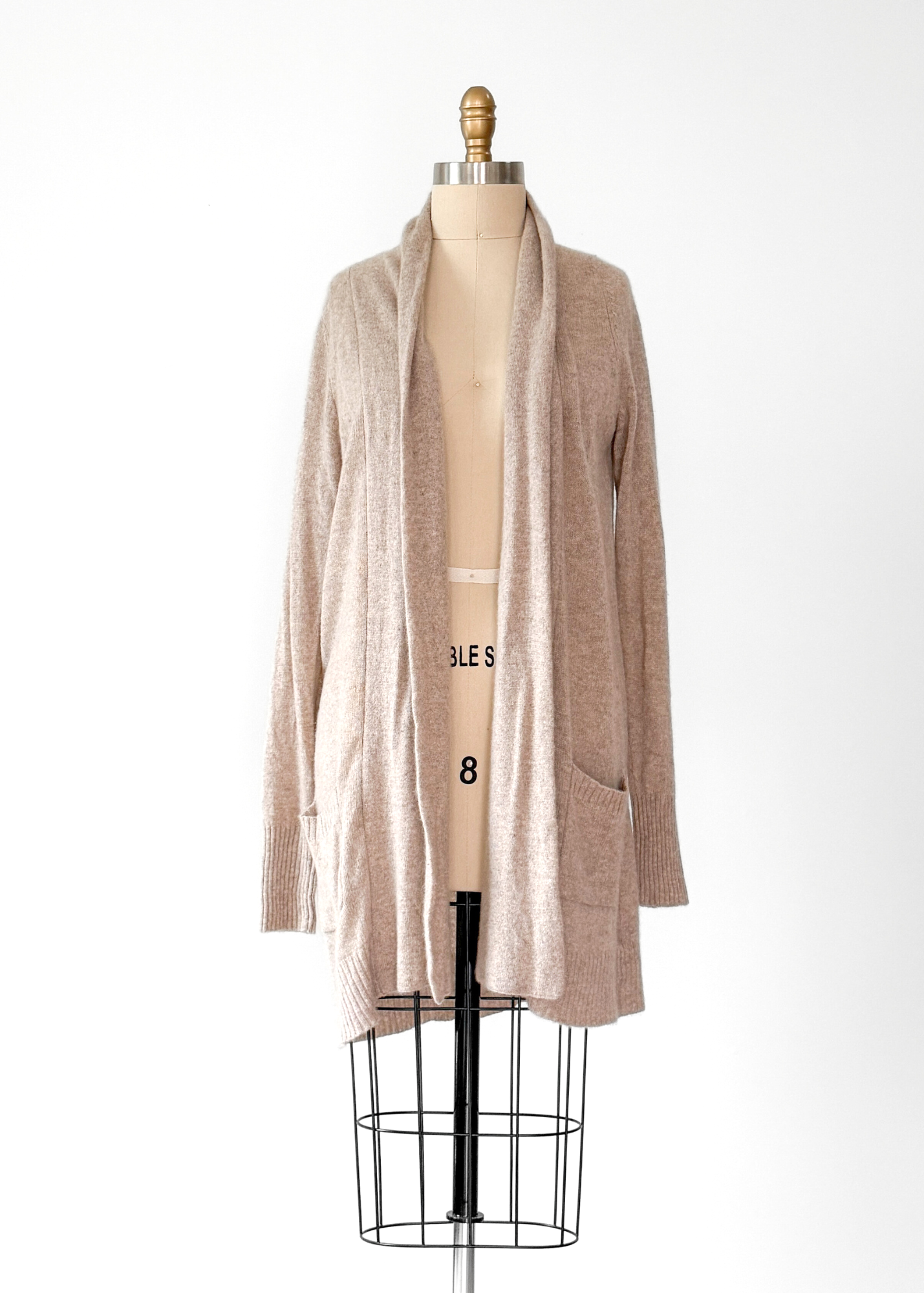 360 Cashmere Light Brown Tan Long Cardigan (L)