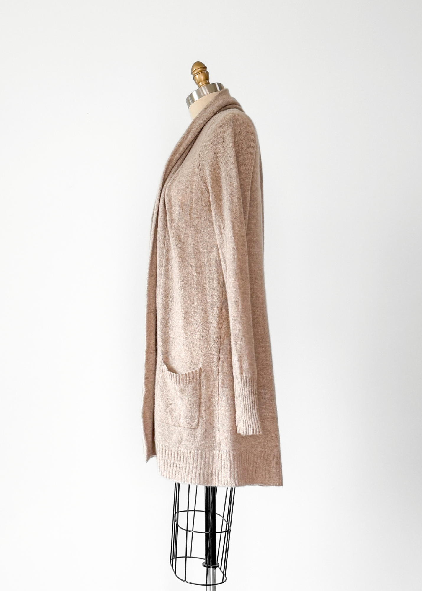 360 Cashmere Light Brown Tan Long Cardigan (L)