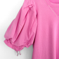 Marie Oliver Petal Pink Shane Dress French Terry Cotton Poplin Puff Sleeve (L)