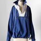 Vintage 90s J.Crew Navy White Two-Tone Anorak Windbreaker Prep Jacket (L)
