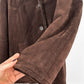 Vintage Guess Chocolate Brown Suede Leather Faux Fur Winter Coat (L)