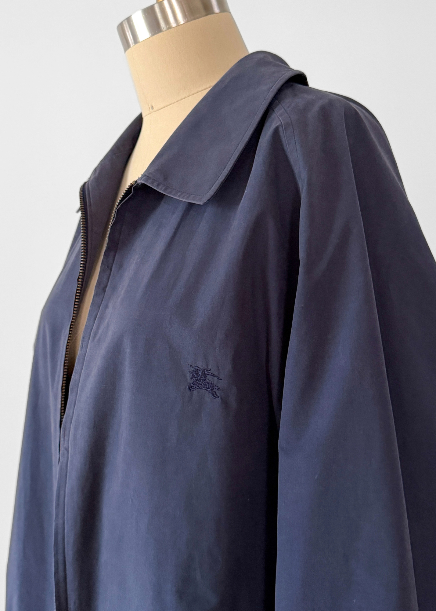 Vintage 90s Burberry Harrington Navy Cotton Windbreaker Spring Men's Jacket (XL)