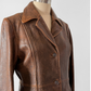 R + O Chestnut Brown Leather Mid Length Tailored Jacket (M)