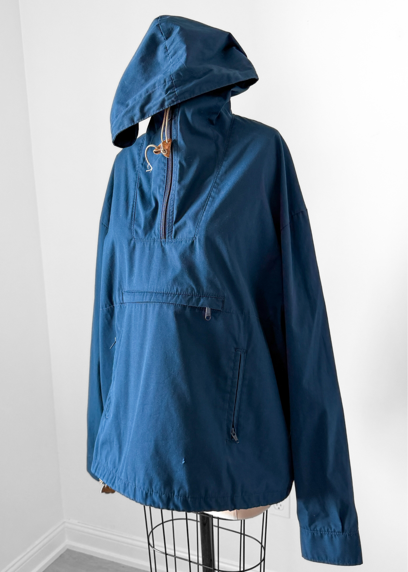 Vintage 90s Eddie Bauer Teal Blue Cotton Anorak Jacket