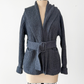 M.M. LaFleur Snyder Lush Cotton Merino Wool Knit Belted Jacket in Charcoal