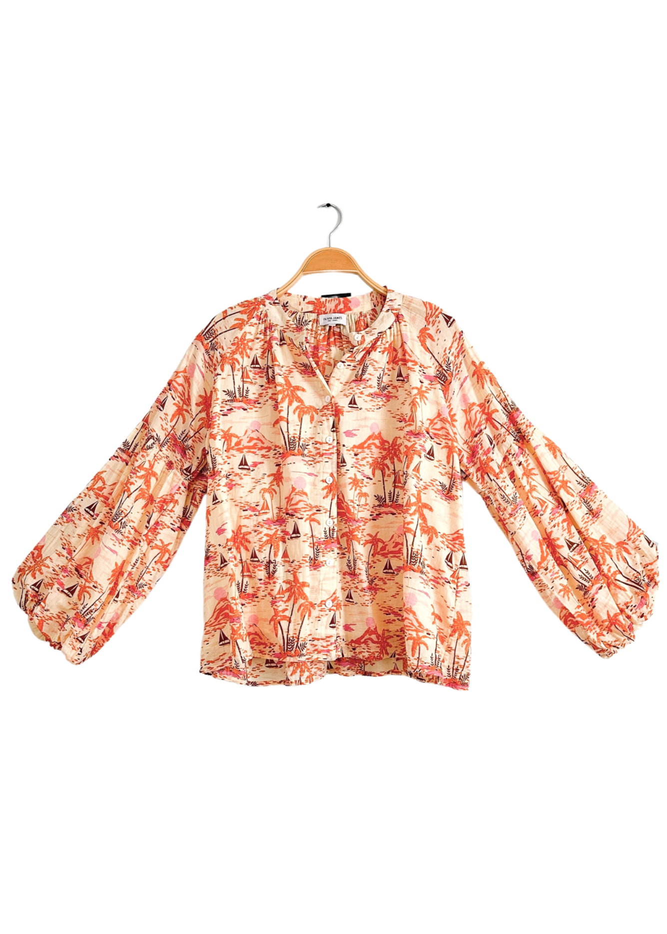 Olivia James The Label Emory Button Down Top in Escape Tawny Print (M)