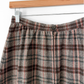 Vintage 70s Brown & Rust Plaid Felt Circle Maxi Skirt (S)