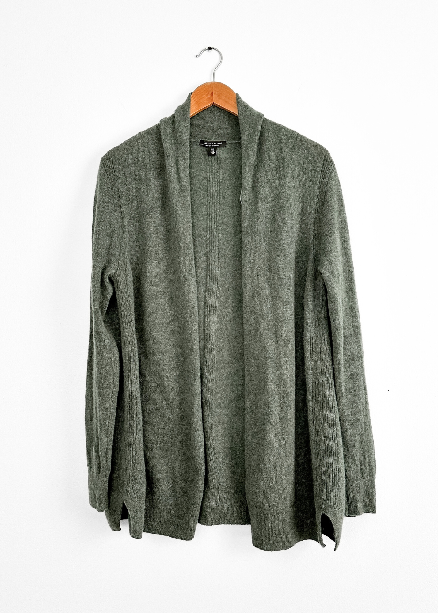 Saks Fifth Ave. Green Gray Cashmere Open Cardigan (XL)